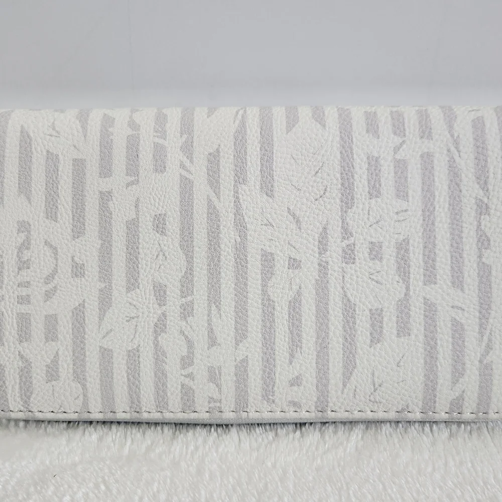 BETSEY Johnson Gray White Striped Floral Flower Box Wallet Clutch